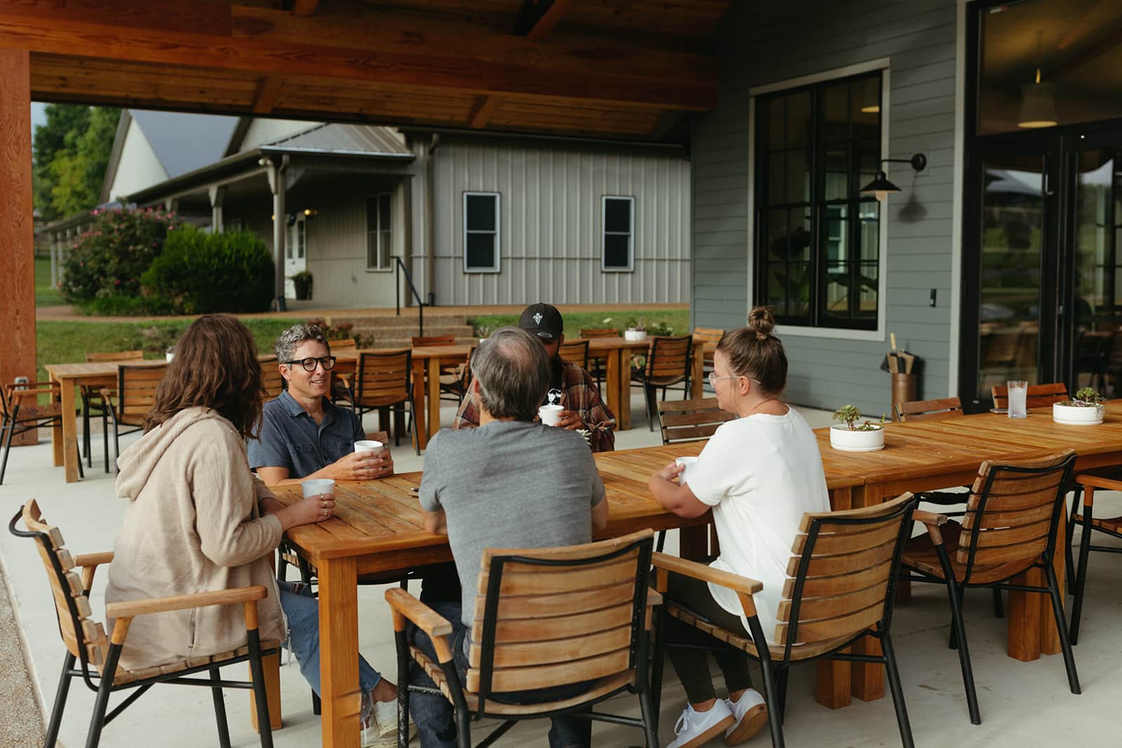 group eating at table