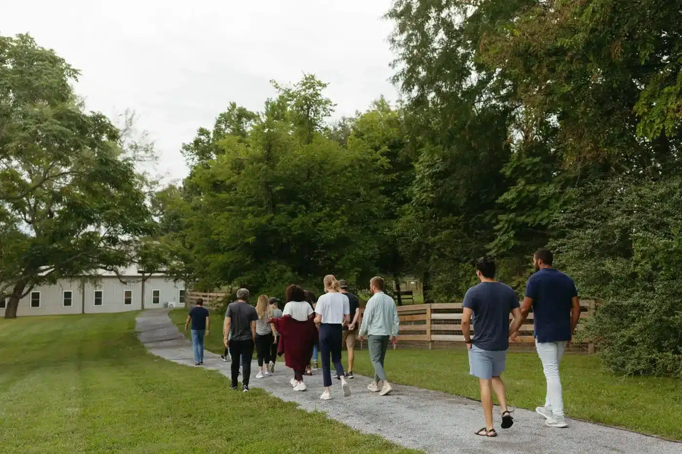 Several of Onsite team members walking together outside